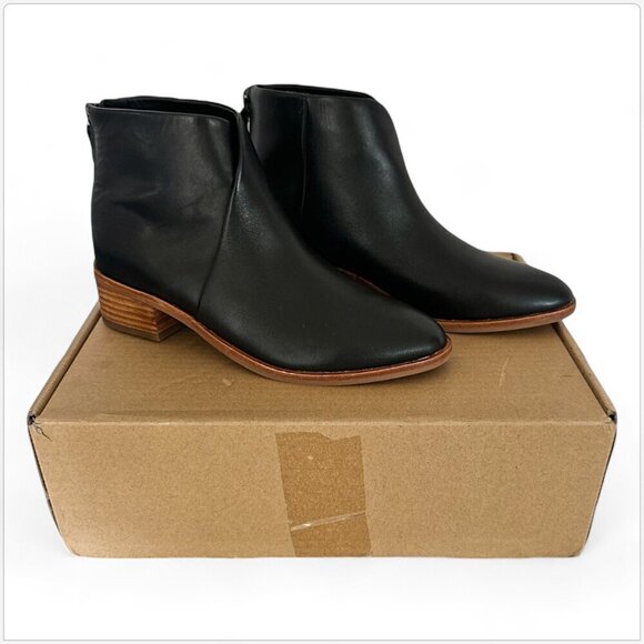Soludos Venetian Black Leather Ankle Bootie Boots Stacked Block Heel NEW NIB 6 - Picture 4 of 10